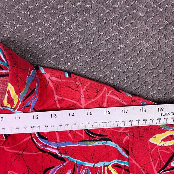 Vintage OP Ocean Pacific Hawaiian Shirt Men's Medium Cotton Red Tropical floral - Picture 10 of 10